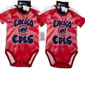 Mlb Chicago Cubs Tie-Dye 2-Pack Bodysuit Sets Licensed Infant Boys Girls NWT